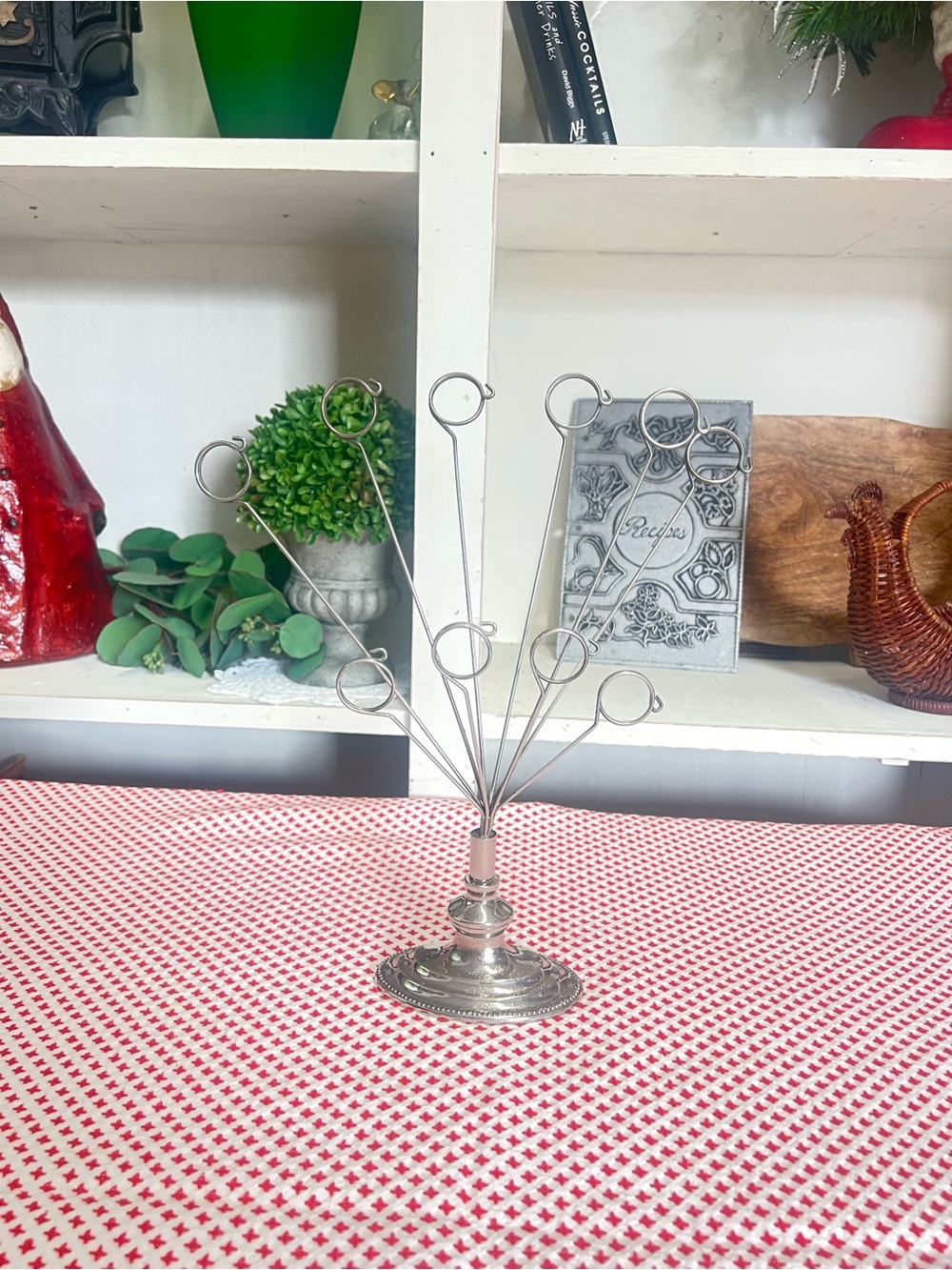 Vintage Godinger silver plate card photo holder wire tree decor grandma core